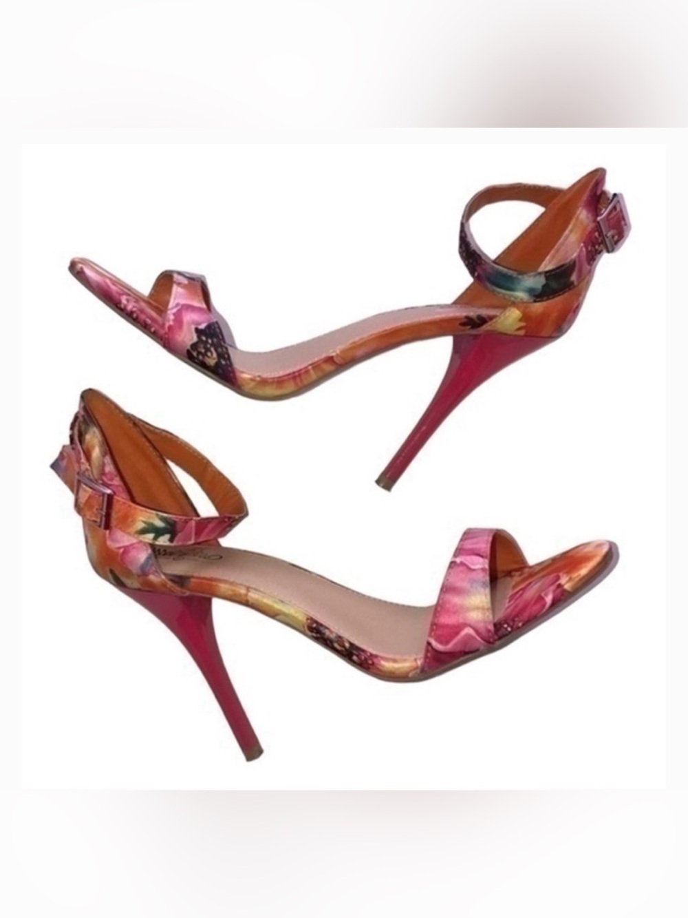Massimo Floral Strappy high Heels sandals Sz 8 spring wedding guest summer 4.5”